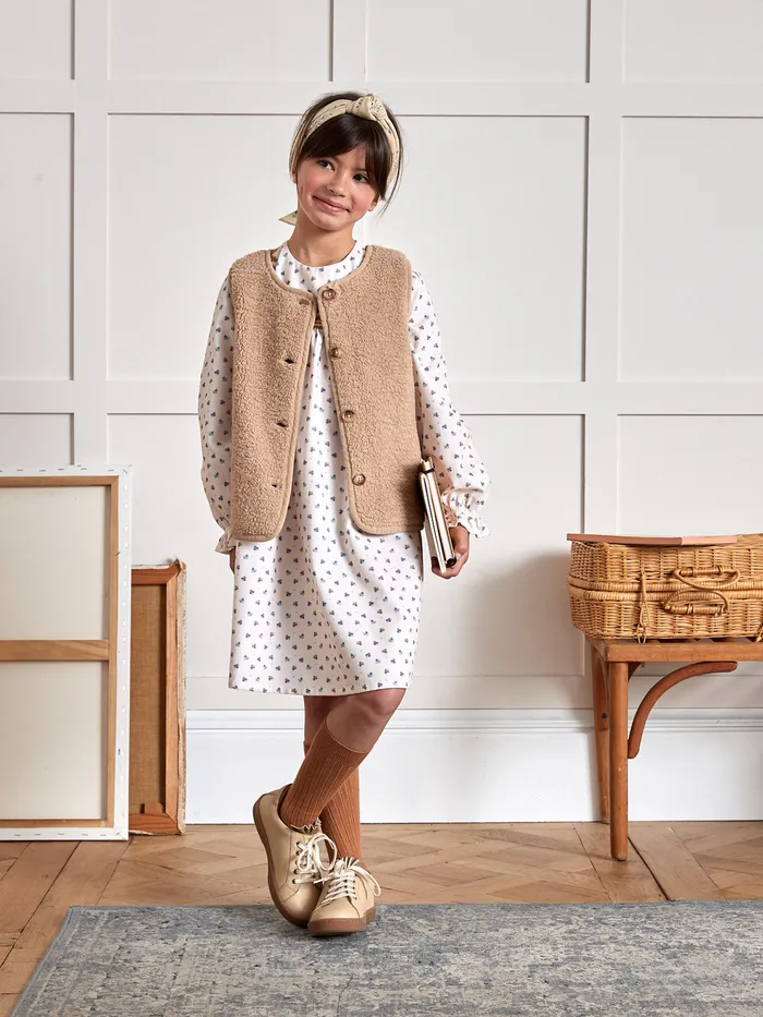 Girls Cyrillus Clothing Emily Print Corduroy Dress Imp Emily