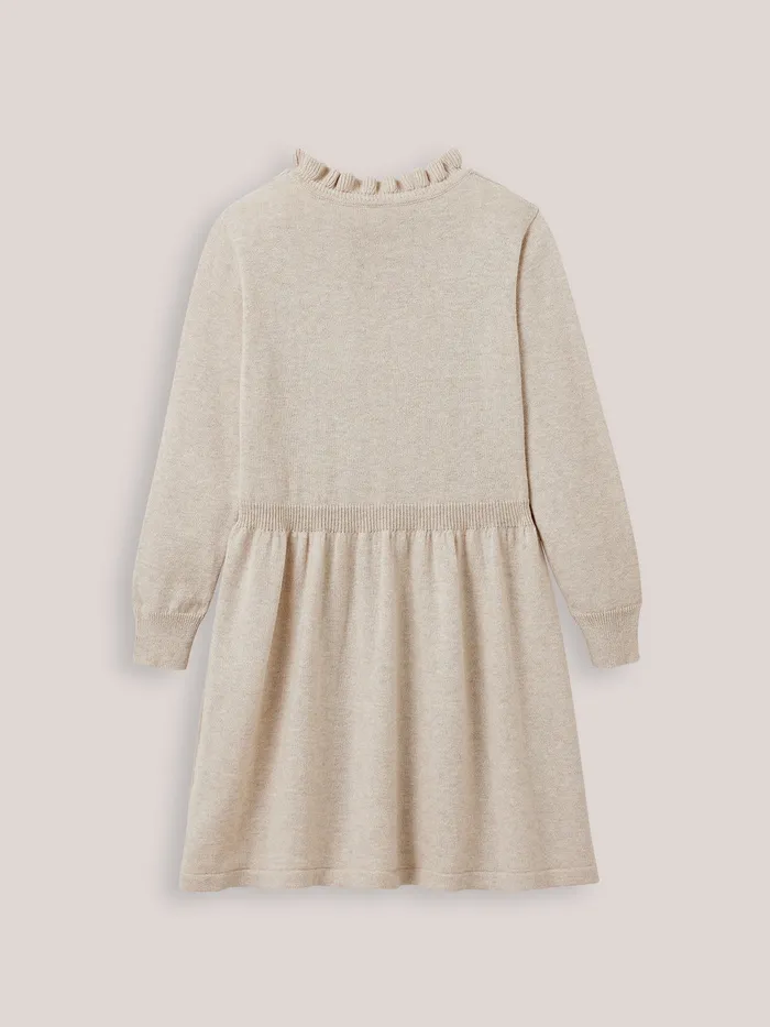 Girls Cyrillus Clothing Pointelle Sweater Dress Beige Chine Girls Cyrillus Clothing Pointelle Sweater Dress Beige Chine
