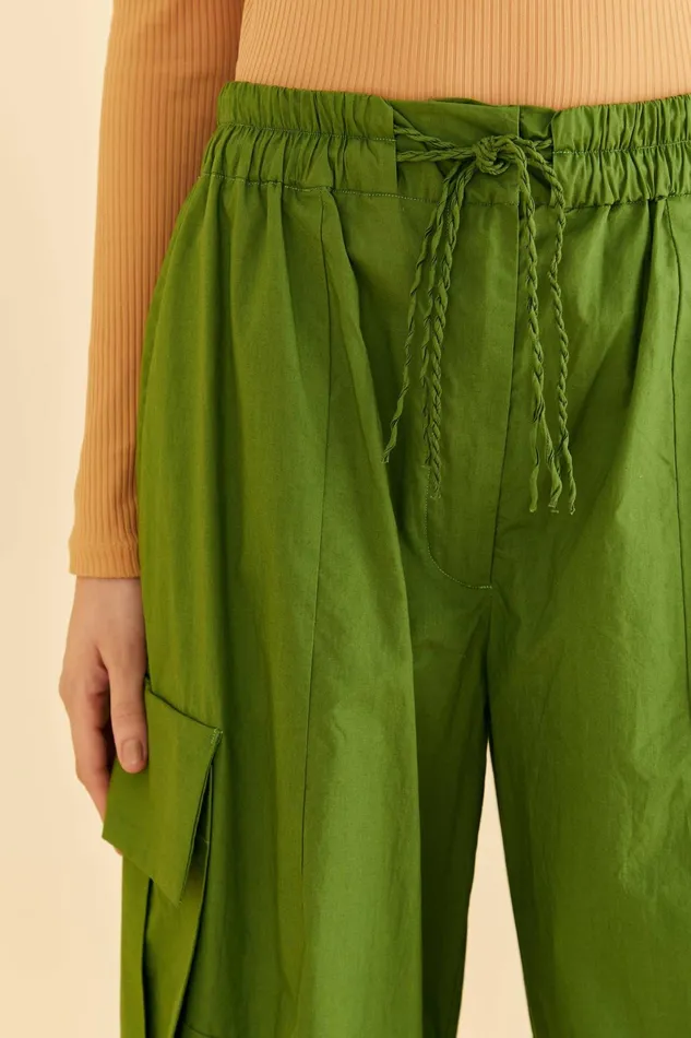 Green Organic Cotton Cargo Pants Women Farm Rio Pants