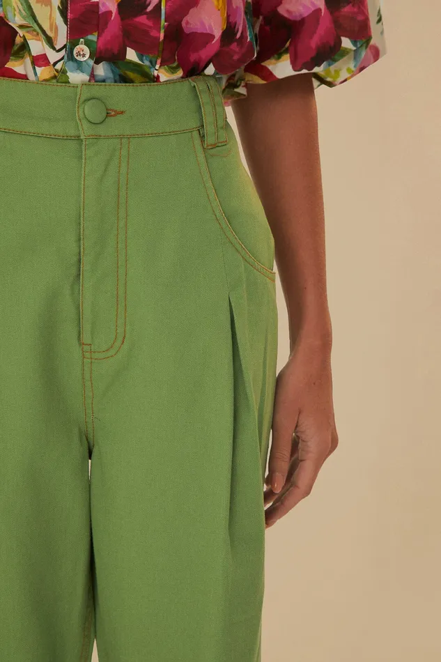 Green Pleat Pants Women Farm Rio Pants