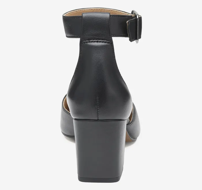 Heels and Platform Wedges Johnston and Murphy Women Vicki Ankle Strap Black Glove Leather