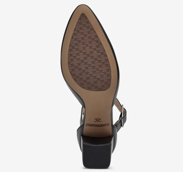 Heels and Platform Wedges Johnston and Murphy Women Vicki Ankle Strap Black Glove Leather