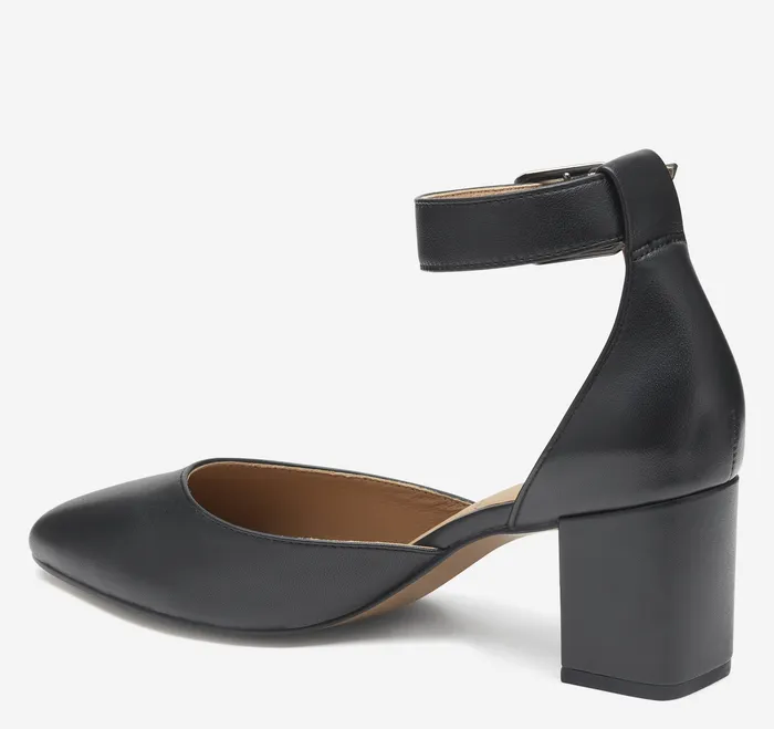 Heels and Platform Wedges Johnston and Murphy Women Vicki Ankle Strap Black Glove Leather