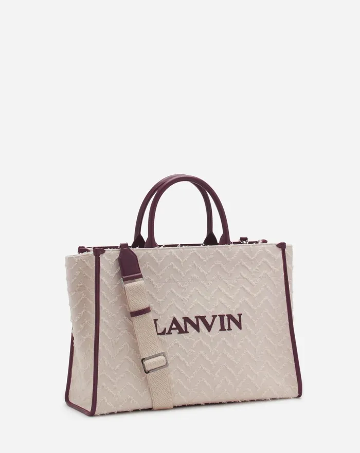 Herringbone Motif Inandout Mm Tote Bag Dark Beigeburgundy Women Lanvin Tote Bags and Top Handle Bags