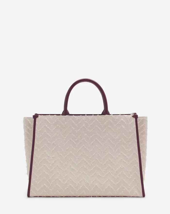 Herringbone Motif Inandout Mm Tote Bag Dark Beigeburgundy Women Lanvin Tote Bags and Top Handle Bags