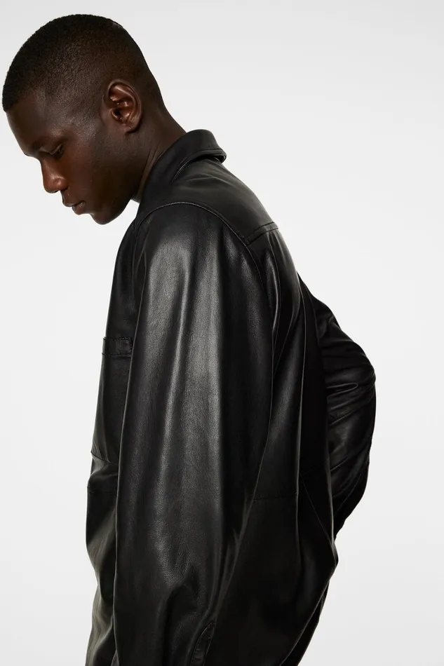 JLindeberg Lanson Leather Overshirt Men Overshirts