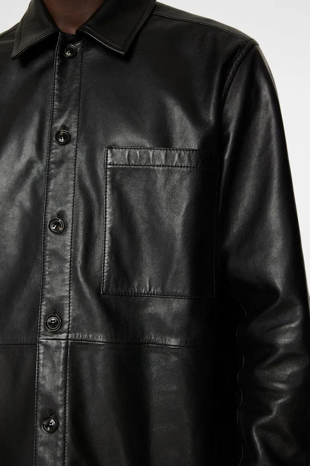 JLindeberg Lanson Leather Overshirt Men Overshirts
