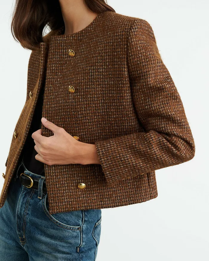 Jackets and Blazers MELANIE JACKET Saddle Check 8211 Nili Lotan Women