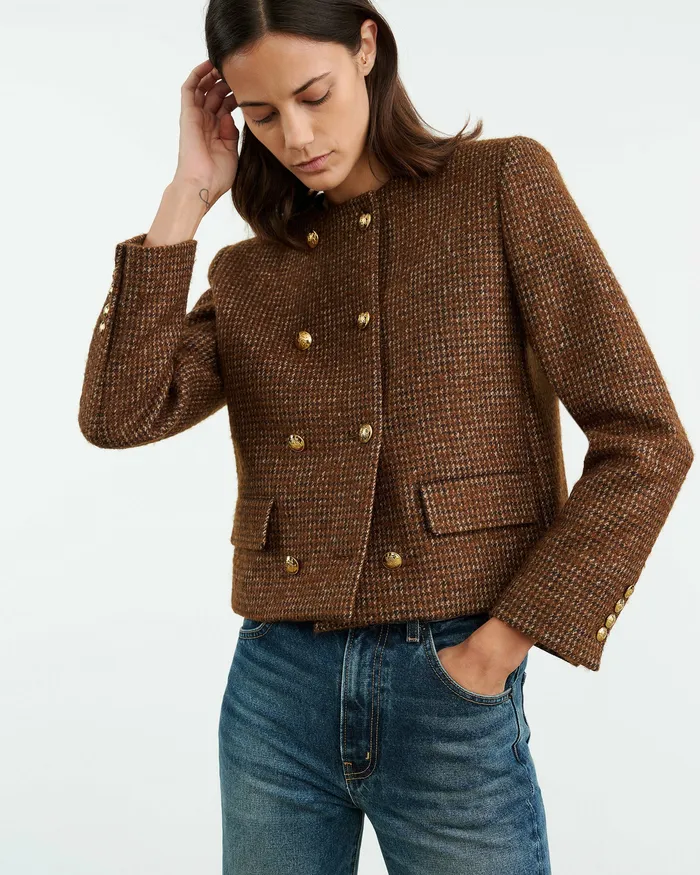 Jackets and Blazers MELANIE JACKET Saddle Check 8211 Nili Lotan Women