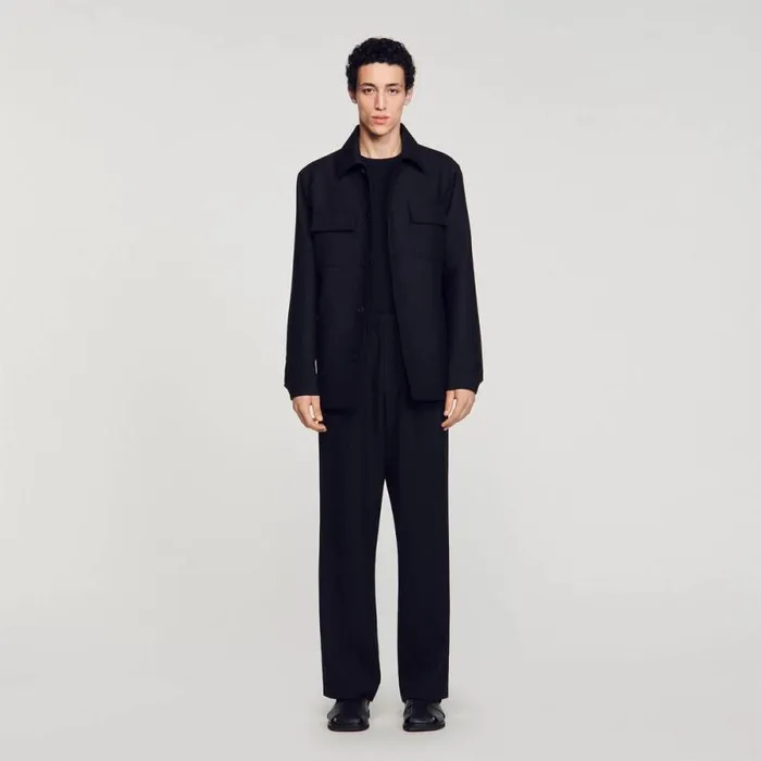 Jackets Men SANDRO Buttoned Overshirt Black