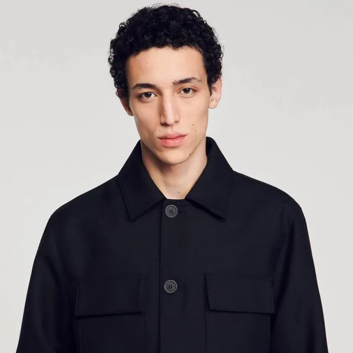 Jackets Men SANDRO Buttoned Overshirt Black