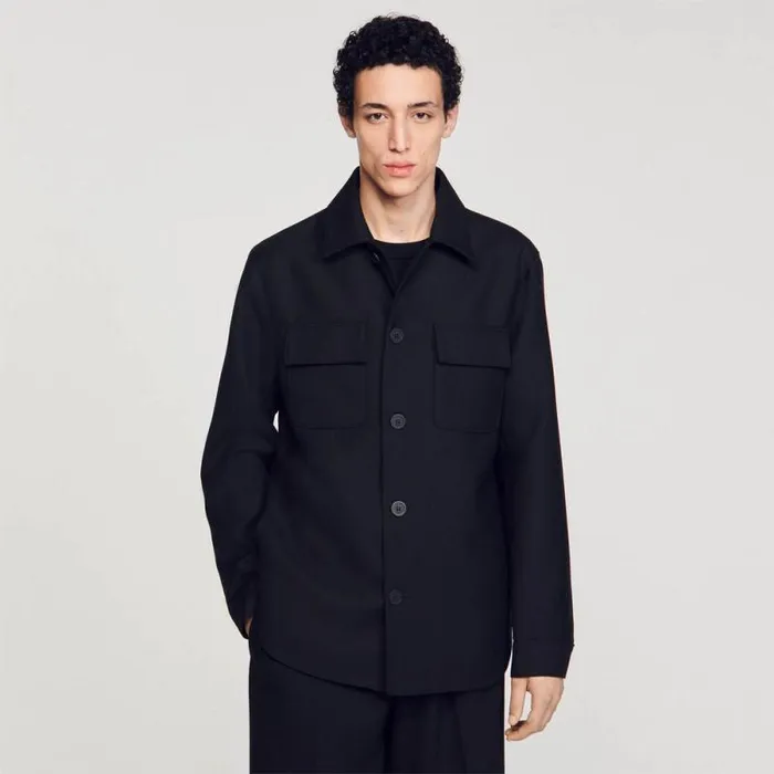 Jackets Men SANDRO Buttoned Overshirt Black