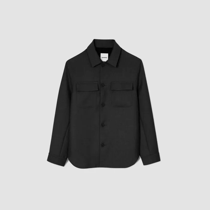 Jackets Men SANDRO Buttoned Overshirt Black