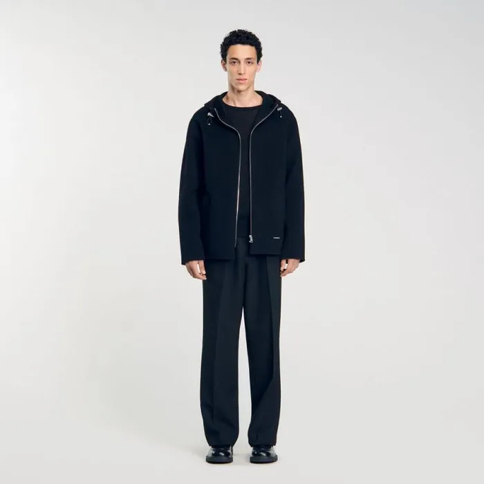 Jackets Men SANDRO Hooded Windcheater Black