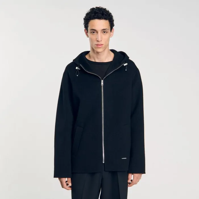 Jackets Men SANDRO Hooded Windcheater Black