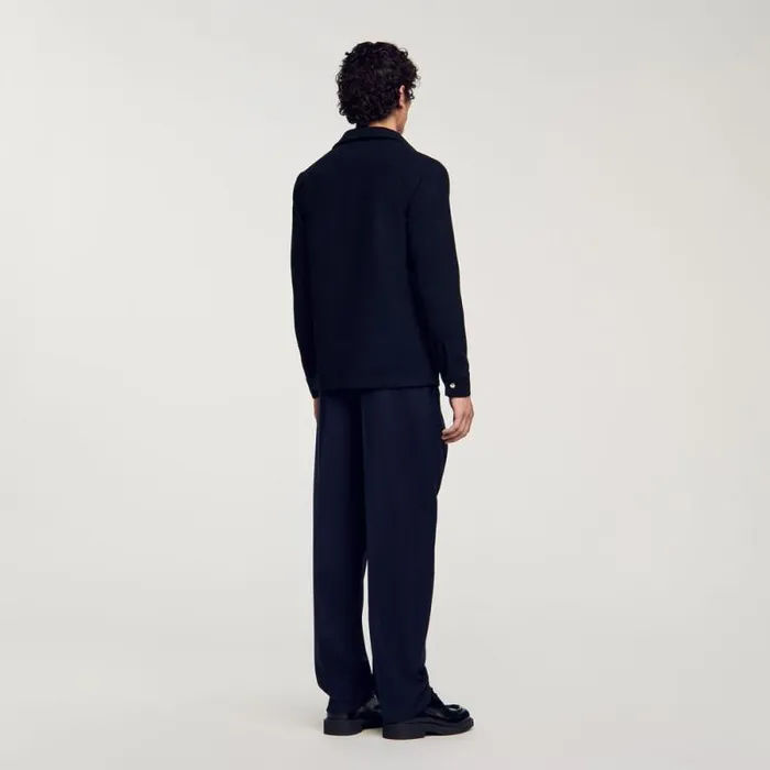 Jackets Men SANDRO Wool Overshirt Navy Blue
