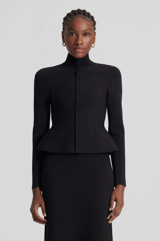 Jackets Scanlan Theodore Women CREPE KNIT PEPLUM JACKET DARKCHOCOLATE