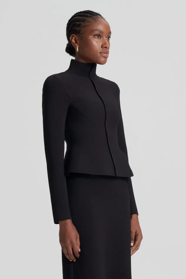 Jackets Scanlan Theodore Women CREPE KNIT PEPLUM JACKET DARKCHOCOLATE