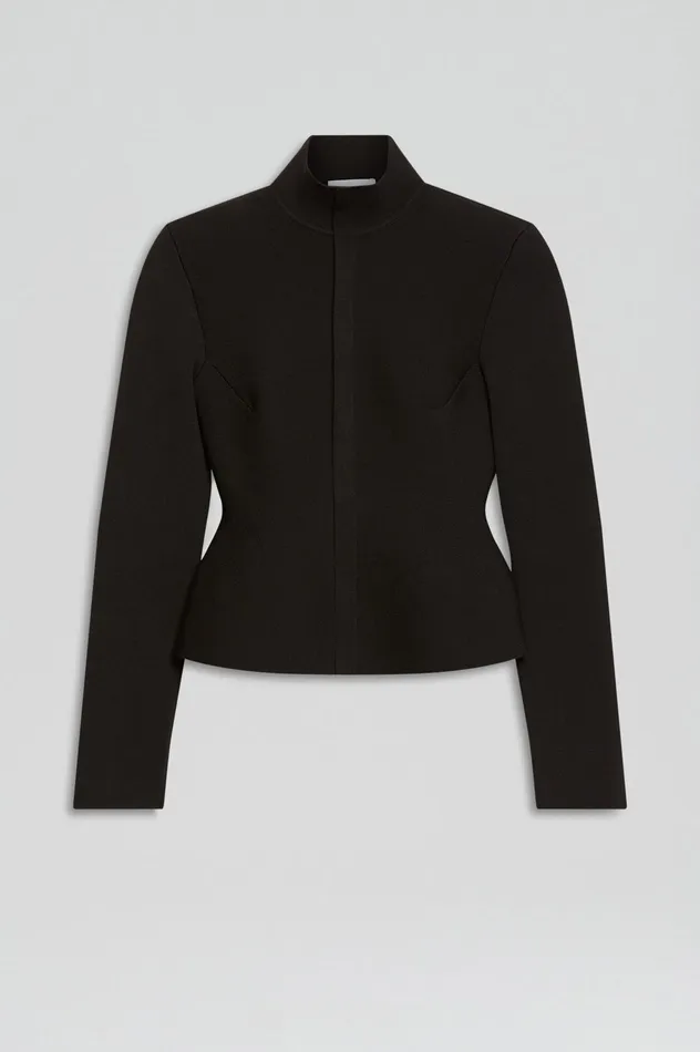 Jackets Scanlan Theodore Women CREPE KNIT PEPLUM JACKET DARKCHOCOLATE
