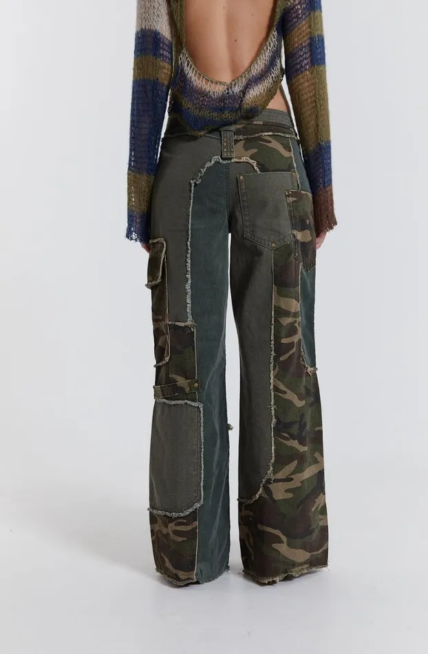 Jeans Women Jaded London Magna Camo Distressed Patchwork Jeans