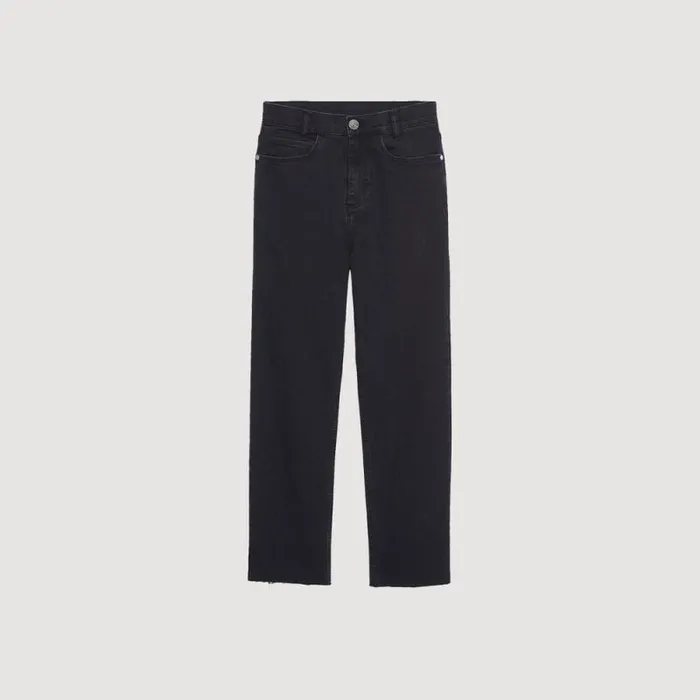 Jeans Women SANDRO Straightcut Jeans With Raw Edges Black