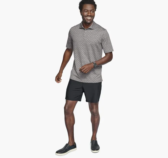 Johnston and Murphy Polos and Tees Men XC4 Performance Print Polos Cool Degree Gray Airplane