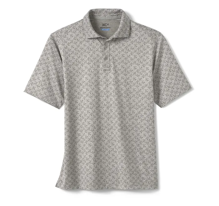 Johnston and Murphy Polos and Tees Men XC4 Performance Print Polos Cool Degree Gray Airplane