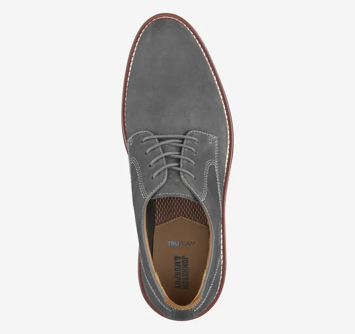 Johnston and Murphy Upton Plain Toe Gray Nubuck Men LaceUps