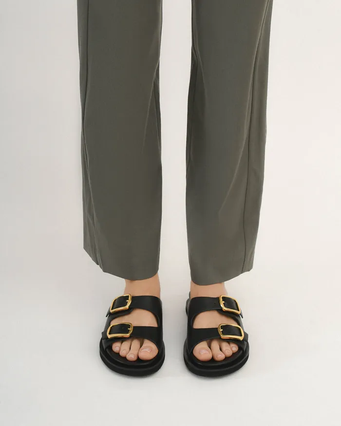 jomercer FLAT SANDALS Women Egon flat sandals black leather