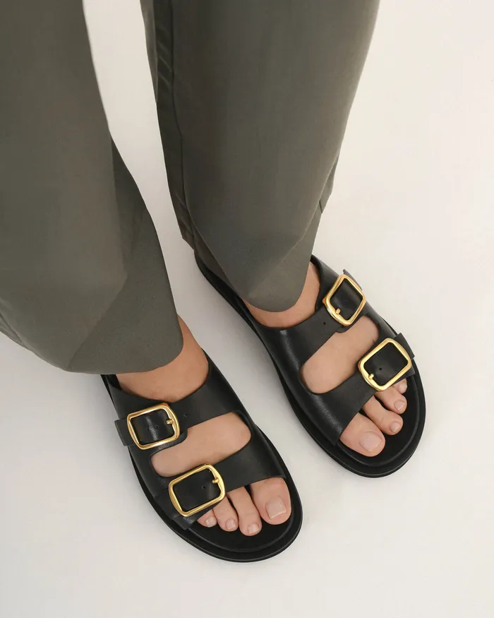 jomercer FLAT SANDALS Women Egon flat sandals black leather