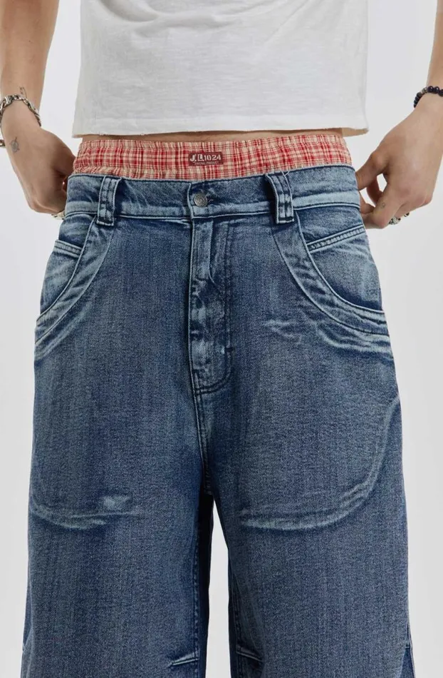 Jorts and Shorts Men Jaded London Axle Acid Wash Denim Jorts