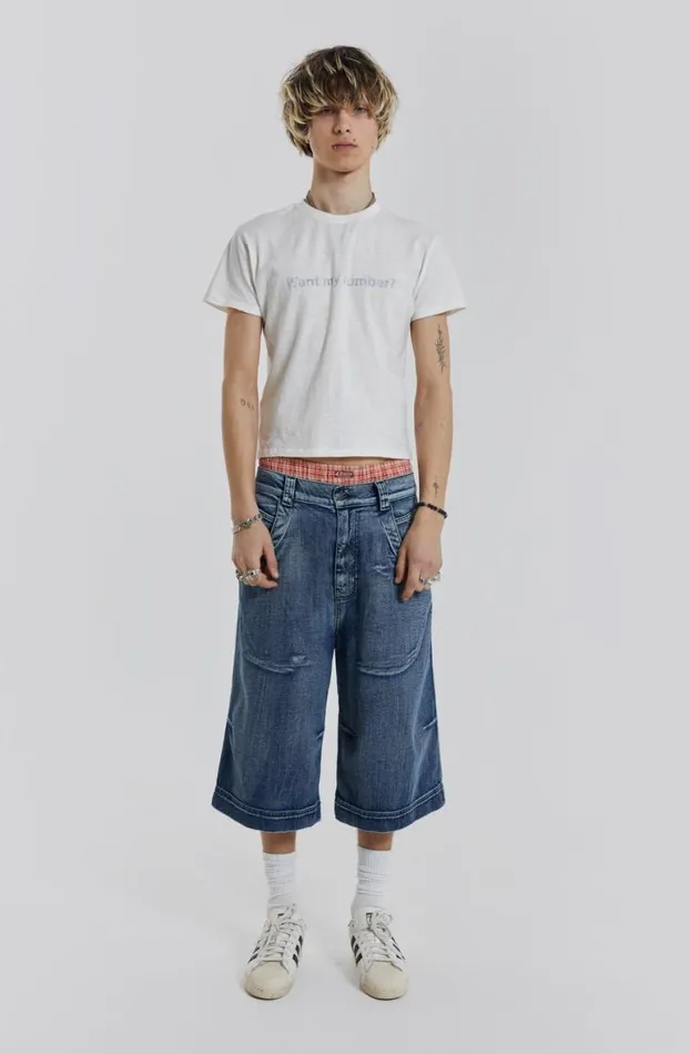 Jorts and Shorts Men Jaded London Axle Acid Wash Denim Jorts