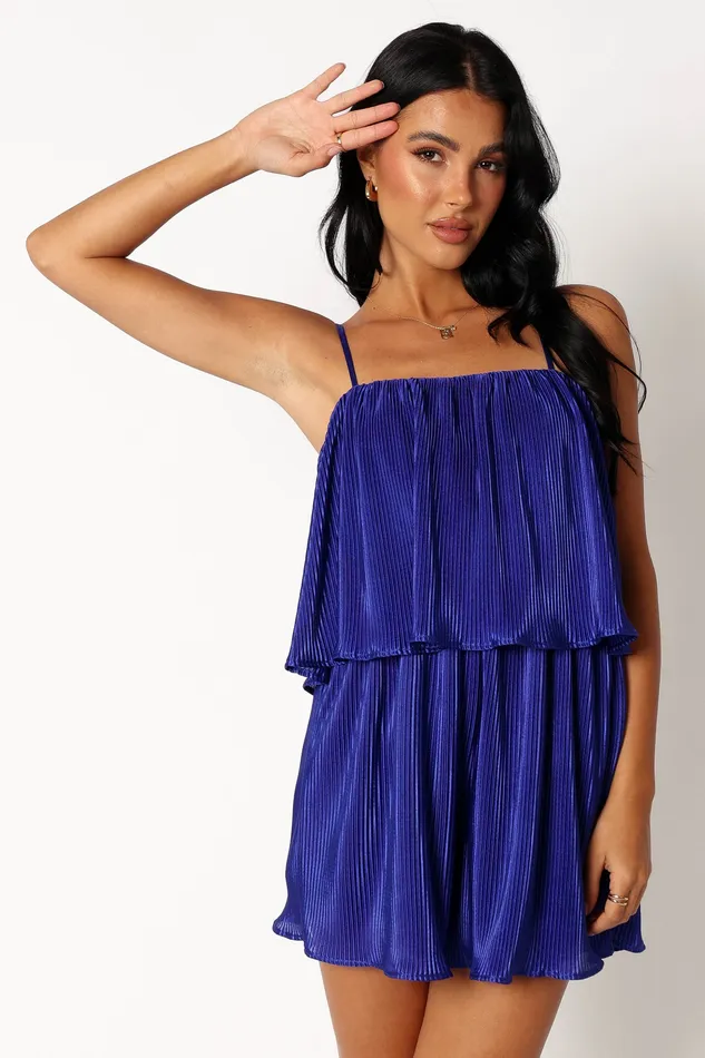Jumpsuits and Playsuits Women Jemima Plisse Playsuit 8211 Blue Blue petalandpup