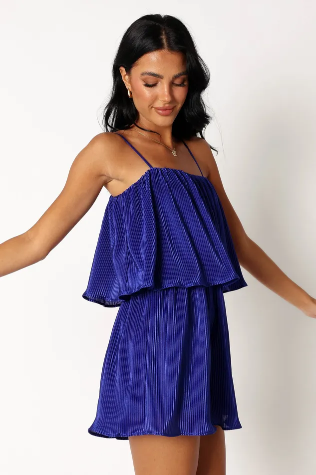 Jumpsuits and Playsuits Women Jemima Plisse Playsuit 8211 Blue Blue petalandpup