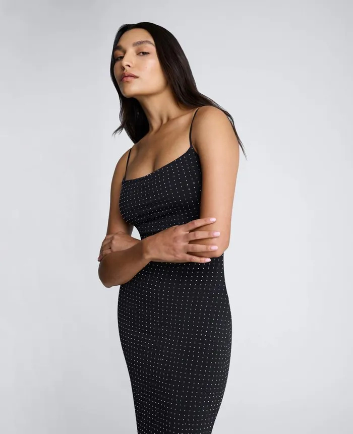 Kenneth Cole Dresses and Skirts Women Silver Stud Heat Set Slip Maxi Dress Black