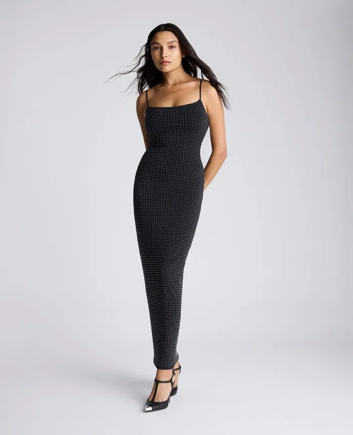 Kenneth Cole Dresses and Skirts Women Silver Stud Heat Set Slip Maxi Dress Black