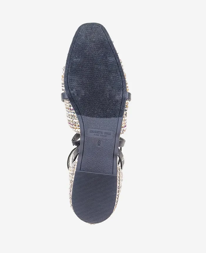 Kenneth Cole Flats and Loafers Women Mason Tweed Strappy Stud Flat Black Kenneth Cole Flats and Loafers Women Mason Tweed Strappy Stud Flat Black