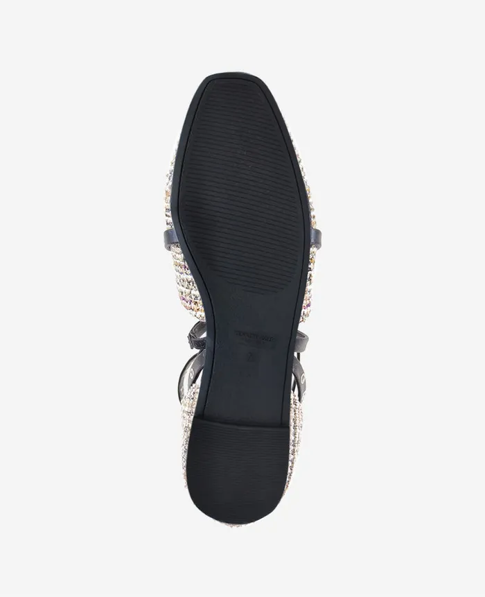 Kenneth Cole Flats and Loafers Women Mason Tweed Strappy Stud Flat Black Kenneth Cole Flats and Loafers Women Mason Tweed Strappy Stud Flat Black