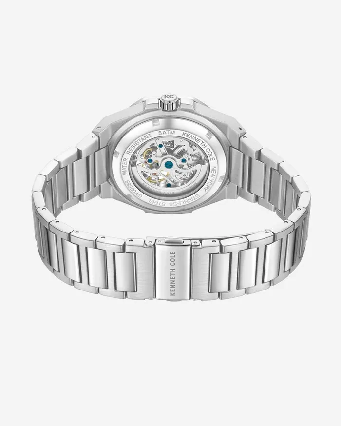 Kenneth Cole Mens Men Kenneth Cole Octagonal Automatic Bracelet Watch Grey