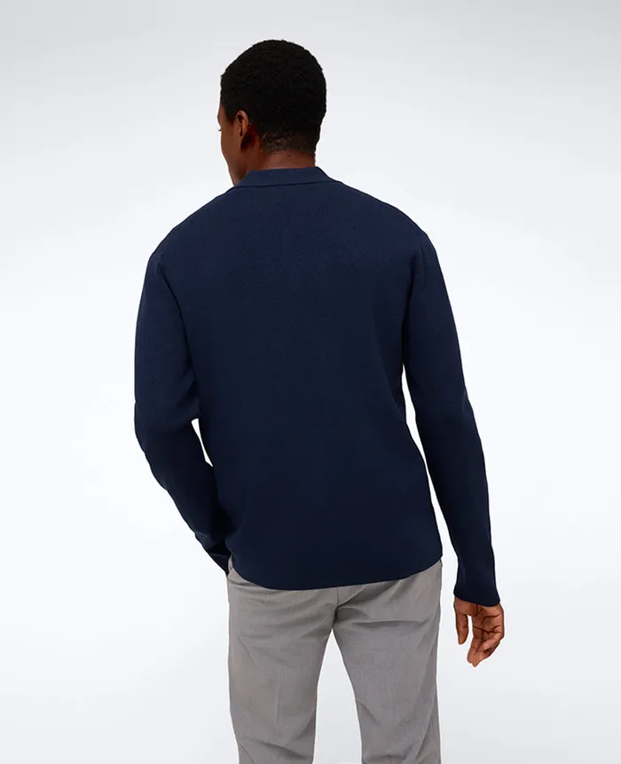 Kenneth Cole Polos and TShirts Men Long Sleeve Polo Sweater Blue Kenneth Cole Polos and TShirts Men Long Sleeve Polo Sweater Blue