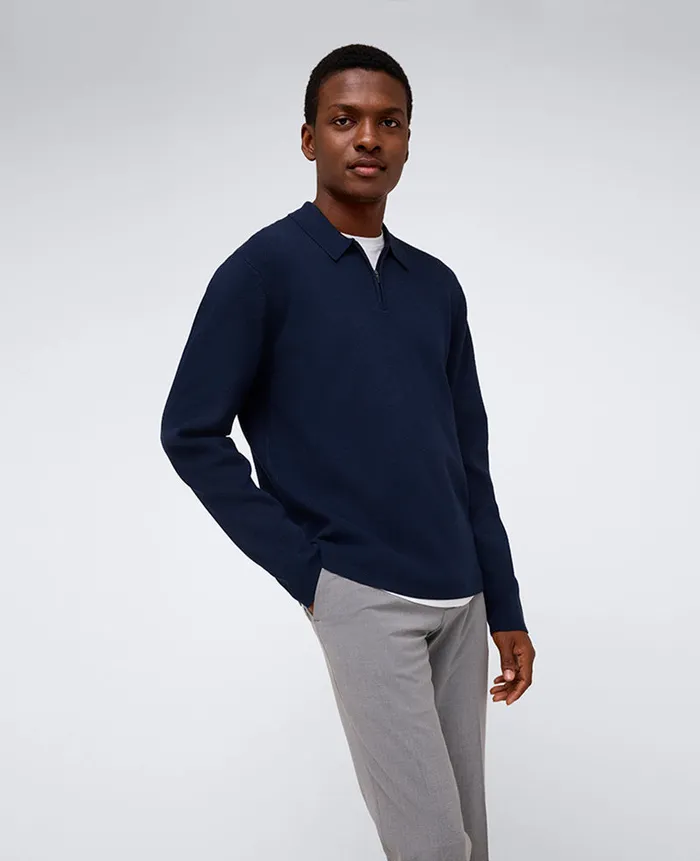 Kenneth Cole Polos and TShirts Men Long Sleeve Polo Sweater Blue Kenneth Cole Polos and TShirts Men Long Sleeve Polo Sweater Blue