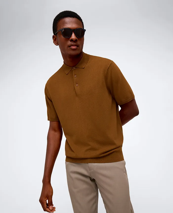 Kenneth Cole Polos and TShirts Men Short Sleeve Polo Sweater Brown