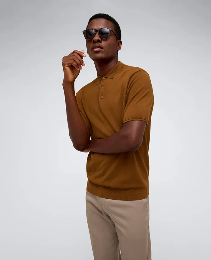Kenneth Cole Polos and TShirts Men Short Sleeve Polo Sweater Brown Kenneth Cole Polos and TShirts Men Short Sleeve Polo Sweater Brown