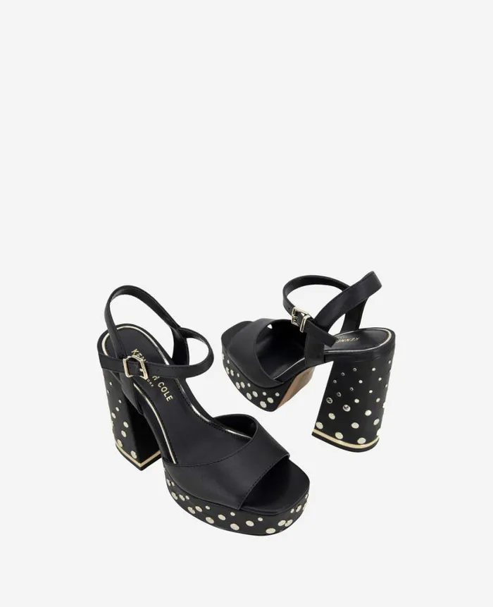 Kenneth Cole Pumps and Heels Women Dolly Stud Ankle Strap Platform Heeled Sandal Black