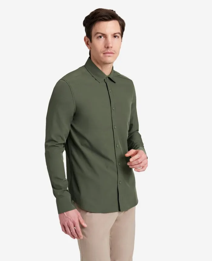 Kenneth Cole Shirts Men Stretch Solid ButtonDown Shirt Green