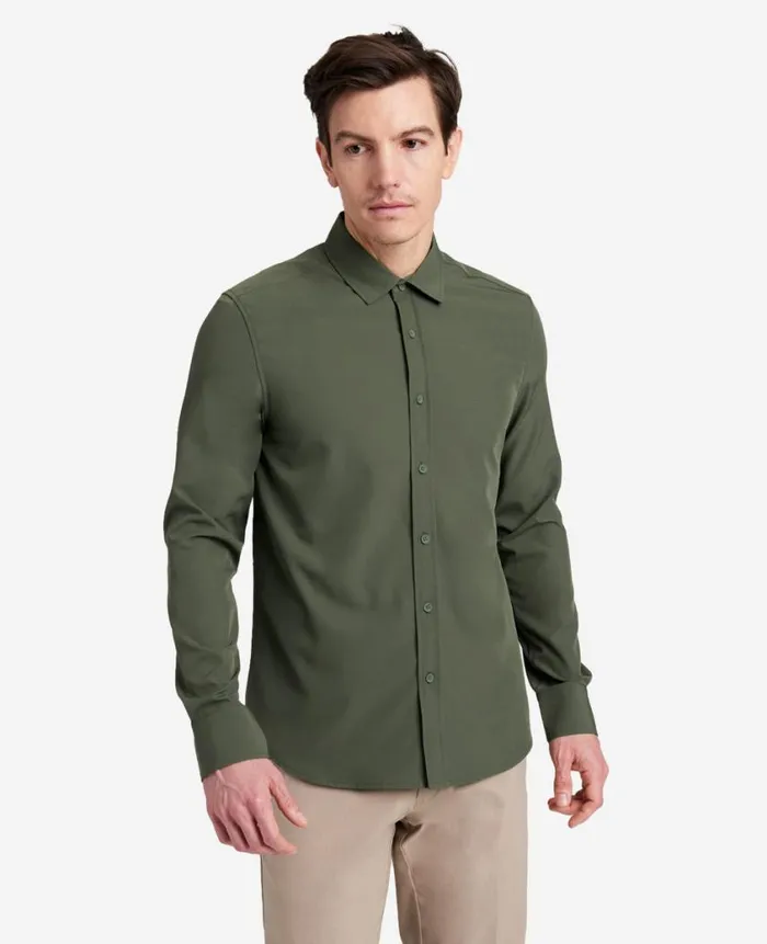 Kenneth Cole Shirts Men Stretch Solid ButtonDown Shirt Green Kenneth Cole Shirts Men Stretch Solid ButtonDown Shirt Green