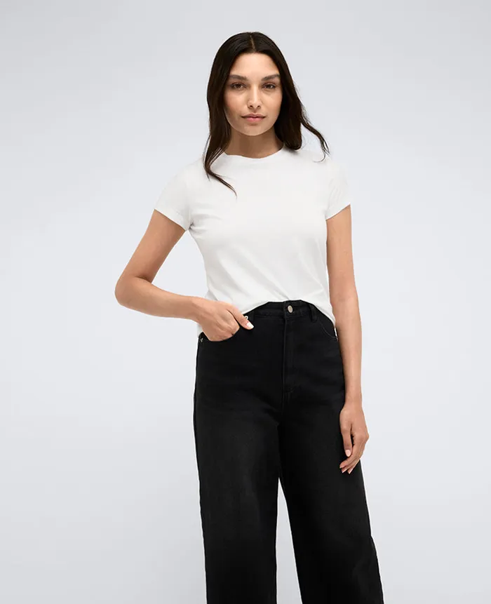 Kenneth Cole Tops Women Short Sleeve Cotton Modal Tee White