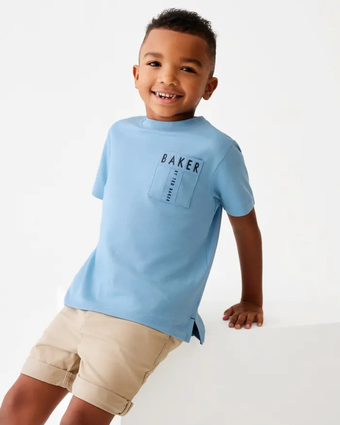 Kids CODRIN 8211 Branded Pocket Detail TShirt Blue Ted Baker Tops