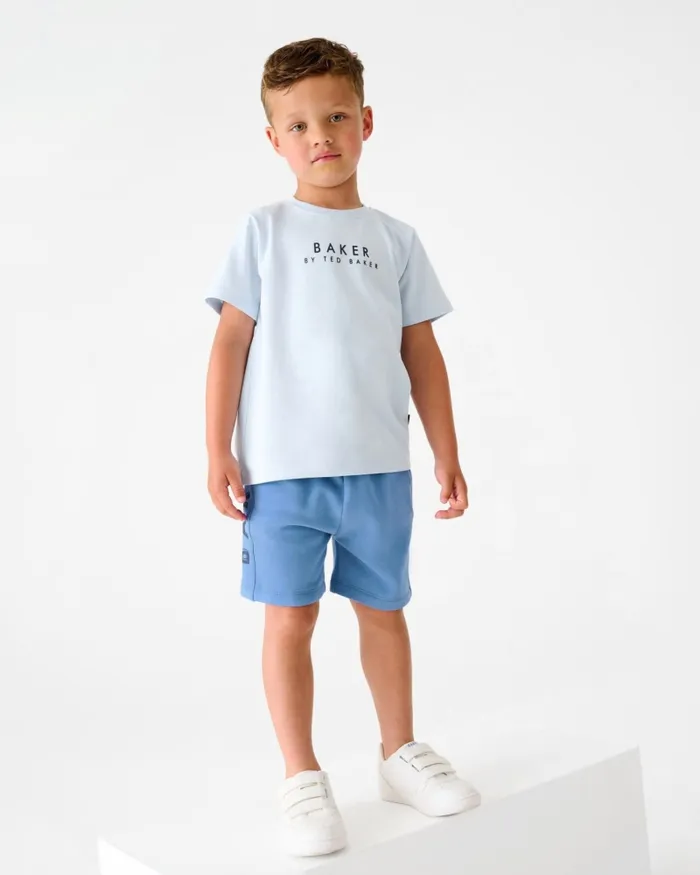 Kids CRAKLES 8211 Branded Cotton TShirt And Shorts Set Blue Ted Baker Sets and Outfits