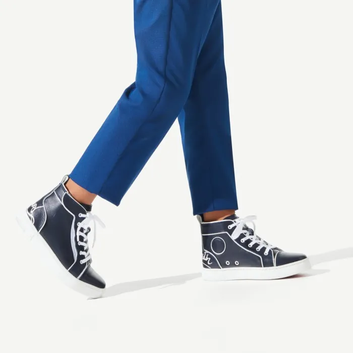 Kids Funnytopi Hightop Sneakers 8211 Calf Leather 8211 Navy Christian Louboutin Sneakers